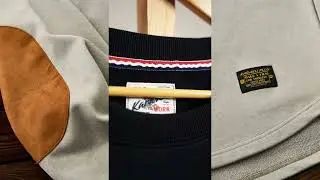 Terry-Lined Crewneck Sweatshirt with Red Drawstring & Suede Elbow Patches