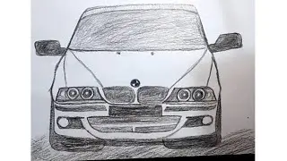 How to Draw a BMW Car (Front View) | Pencil Drawing