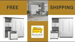 Orion Queen Size Murphy Bed with Storage Cabinet and Fold-Out Desk (97W)