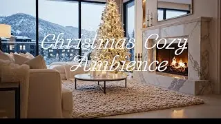 Luxury Cozy Christmas Ambience ❄️ Fireplace, Snowfall Outside, Calm Winter Night