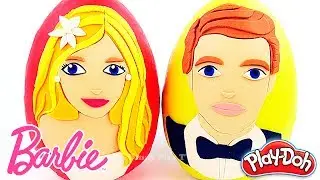 Huge Play Doh Surprise Eggs BARBIE& KEN | Learn Colours with Barbie and Ken for kids