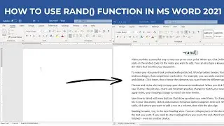 How to Generate Random Text in MS Word using formula || Write Random Paragraph in Microsoft Word