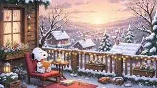Snoopy’s Winter Coffee Lofi ☕ Cozy Porch Ambience ❄️ Relaxing Lofi Hip Hop for Calm Morning