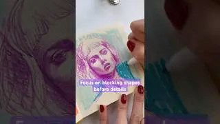 Portrait drawing: focus on blocking shapes before adding details #sketchbook #portraitdrawing #art