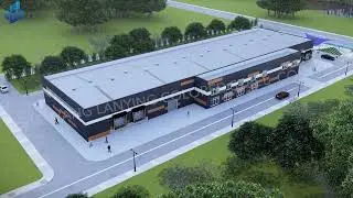 3D Animation of Steel Structure Food Manufacturing Factory Building in Guinea