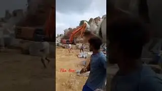 the mine stone collapse , workers,truks #mime #india #rajasthan