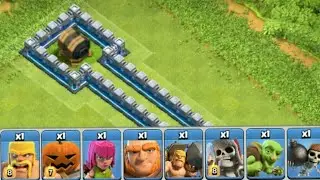 Giant Cannon vs All Troops clash of clan !