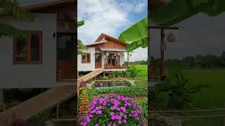 Modern Thai Style Stilt House Reveal! Wood and White Perfection. #relaxing #countrybeauty#nature