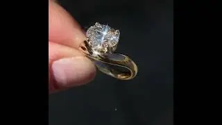 14k Yellow Gold Modern Curved Diamond Offset Engagement Ring Semi Mount