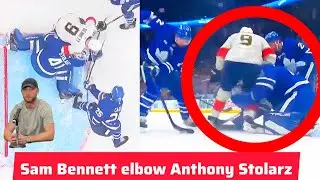 Anthony Stolarz Vomits after Elbow head shot from Sam Bennett | Sam bennett's hit on Anthony stolarz