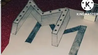M letter 3d art, m letter drawing