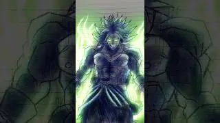 Drawing broly from dragon Ball super by pen [glow art] #animedrawing #anime #broly #goku