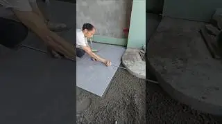 Curved wall corner marking, cutting and tiling process