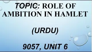 Role of Ambition In Hamlet. 9057 unit 5