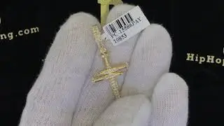 Nail Cross Diamond Pendant .46cttw 14K Yellow Gold | Bling Bling Real Jewelry E10853