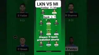 LKN VS MI DREAM 11 team prediction shorts #dream11 #ipl #trending