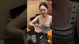 Cute Girl with Glasses Sells Thai Tea Float Drink. - Thai Street Food