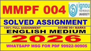 MMPF 004 solved assignment 2026 in English || mmpf 004 solved assignment 2026 || ignou mmpf004 2026