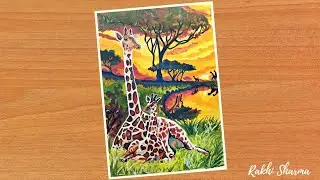 Nature | Giraffe Drawing | Simple | Easy | Acrylic