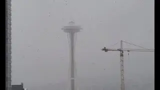 Heavy Snow Whiteout Seattle Blizzard 2019 Space Needle Downtown Snowmageddon Snowpocalypse 4K UHD