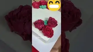square shape cake design with red rose🌹