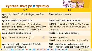 Vybrané slová po R - Výnimky