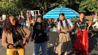 Srikar Chants Hare Krishna in Washington Square Park and Passersby Play Shakers and Dance