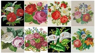 Вышивка крестом с цветочным узором. Ручная вышивка плотным хлопком / Красивая ручная вышивка крес...