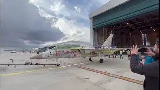 Turkey's first jet-powered aircraft HURJET left the hangar on its wheels