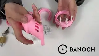 Banoch | Cockcage Pink | siliconen | roze Chastity Cage met 5 ringen