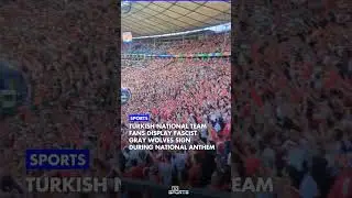 Turkish national team fans display fascist gray wolves sign during national anthem