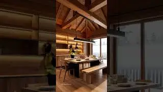 So Satisfying -Building a Luxury Wooden Cabin Dining Corner #asmr #youtubeshorts #aiart #satisfying