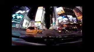 Driving through Times Square at night 2014. Broadway.
