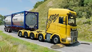 Cars and Trucks vs Speed Bumps | BeamNG Drive | TrucksVs