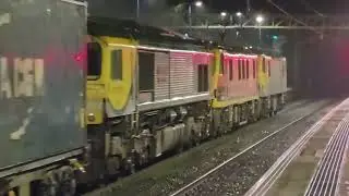 90045, 90004 & 66528 DIT - 4S88 1433 Felixstowe North FLT&nbsp;to&nbsp;Coatbridge FLT - through a wet Stafford