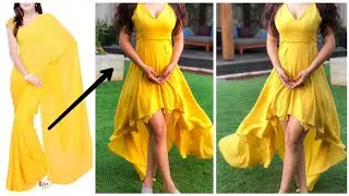 DIY : How To Make High low Ruffle  tunic dress in just 10 minutes~