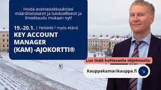 S&auml;&auml;st&auml; nyt 20%: Key Account Manager (KAM) -ajokortti 19.-20.1.2026 #myyntikoulutus #kam