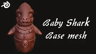 Stylized Tribal Shark Sculpting in Blender 2.8 | Timelapse | Base Mesh