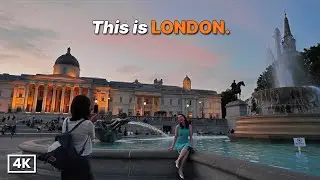 London Golden Hour Walk 🌇 From London Eye to Trafalgar Square via Big Ben | Summer Evening Vibes 4K
