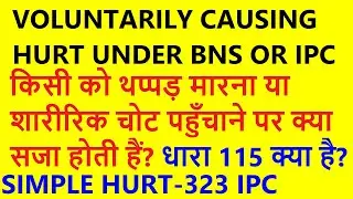 Section 115 Bharatiya Nyaya Sanhita || Section 321 & 323 ipc || dhara 115 bns || #bns #hurt #law