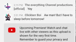 Reading a live chat comment on the premiere