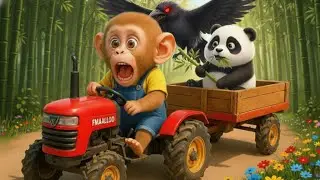 Monkey LuLu Driving Tractor Rescues Baby Panda! 🚜🐼