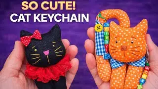 Fabrics become a cute kitten keychain (Easy sewing tutorial)