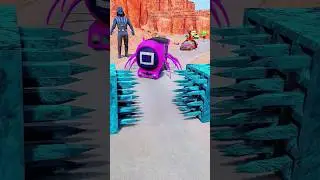 😱❌Weird Cars Crossing Giant Gate of 2 Big Spikes Bollards | BeamNG.#beamngshorts