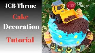 JCB Theme Cake Decoration Tutorial @Saswatiscreations  #cakeforkids