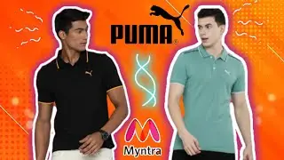 👑Премиальная футболка-поло Puma👌 | От Myntra | Синий с черным |
