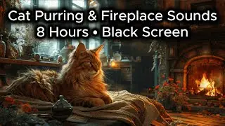Cat Purring & Fireplace Sounds 🐱🔥 | Deep Sleep & Relaxation (8H Black Screen)