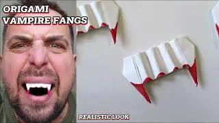 Paper Vampire Fangs, Vampire teeth Easy Origami, Paper Things, Paper craft, Paper craft ideas