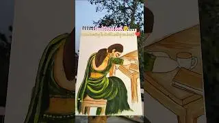 Beautiful women in saree drawing😍#shorts #sareedrawing #artshorts #indianart #drawingshorts