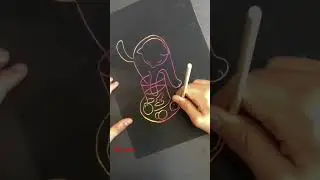 Drawing Henri Matisse Cat With The Red Fish With Rainbow Scratch Paper#shorts